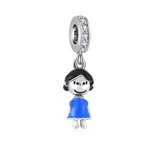 Peanuts Silver and Blue Lucy Charm Pendant rhinestones crystals